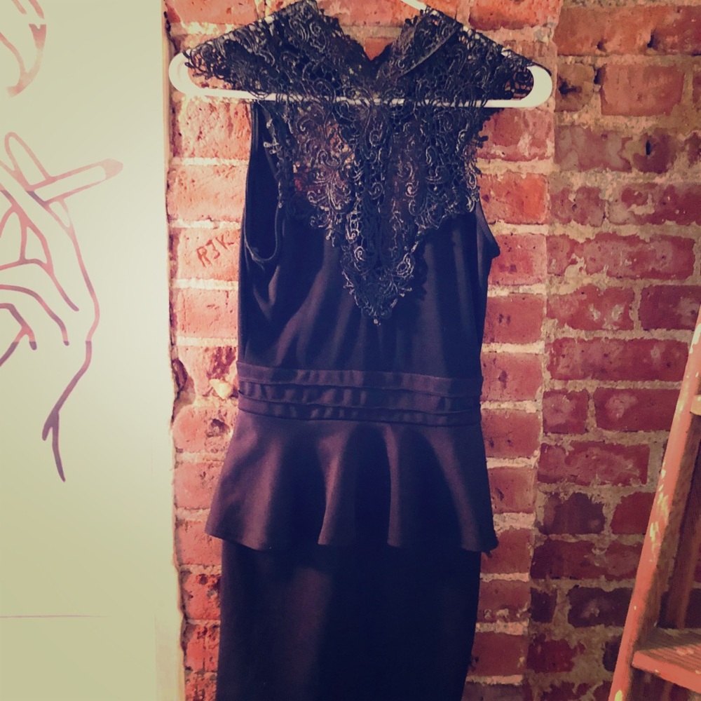 Little Black Crochet Peplum Dress 🖤